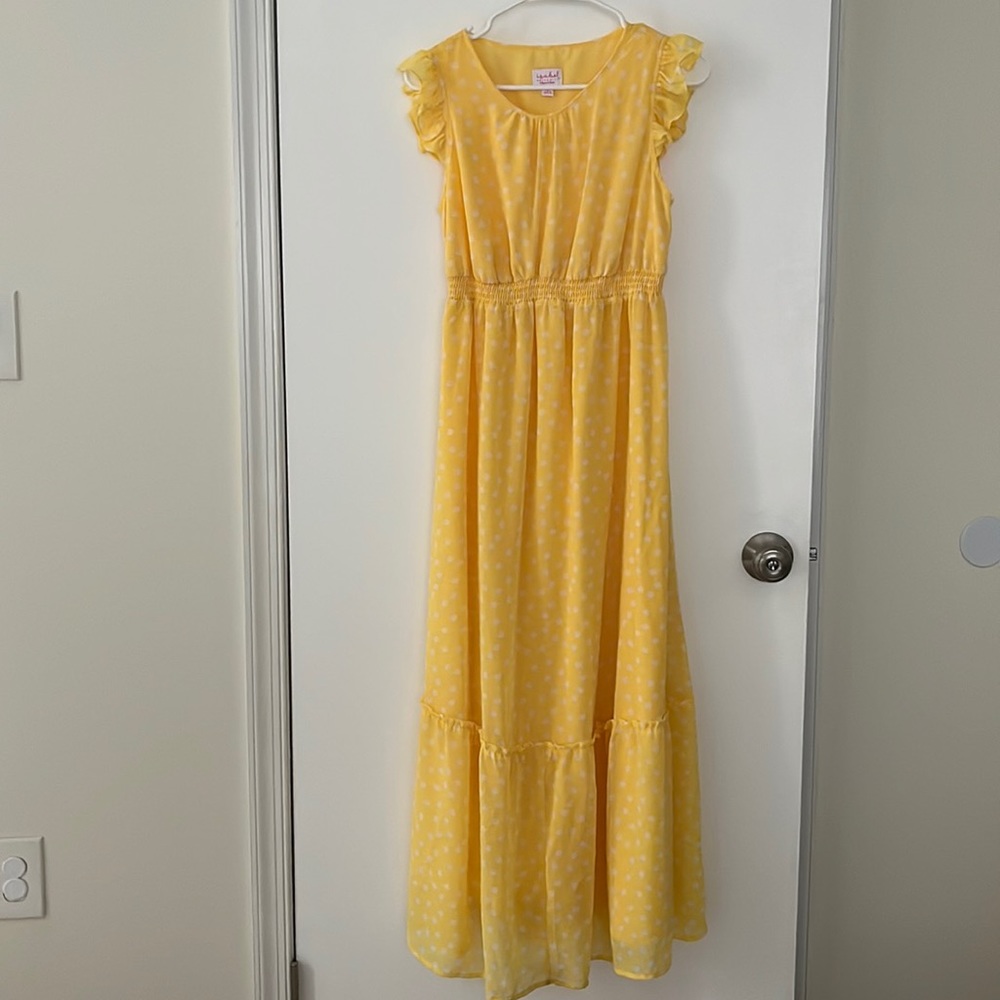 Yellow polka dot maternity dress